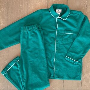 Petite Blume Kid's Flannel 2-Piece Pajama Set in Forest Green • Size 12 (Large)